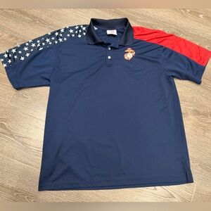 American Excellence Marines Navy Polo with Red American Detail